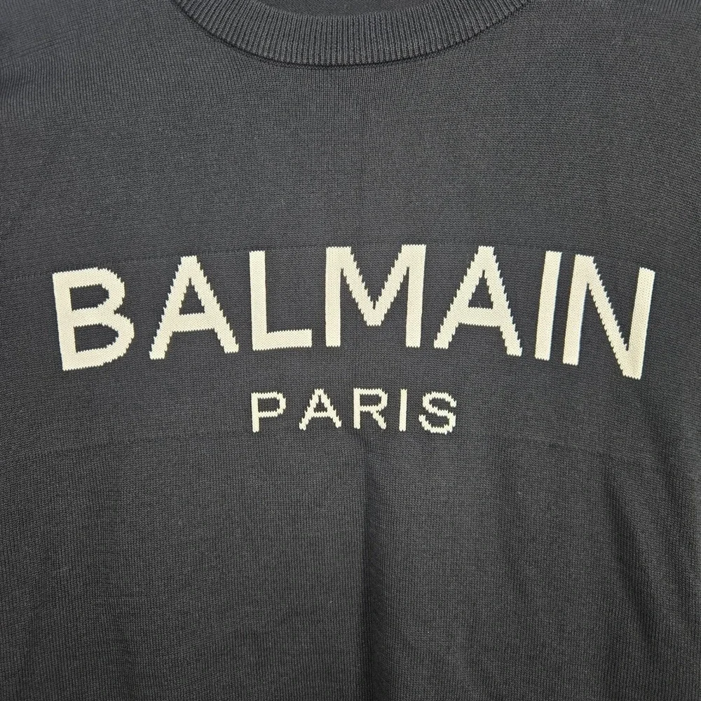 Balmain Paris Men's Oversized S Black Knit Logo Sweater Gold Side Zip Designer